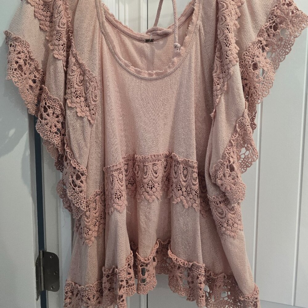 Free people mauve oversized fit boho top